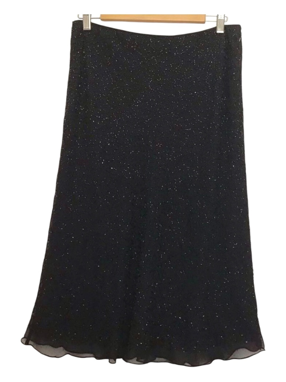 Marina Bresler Black Beaded Evening Skirt New York Designer Statement Large Size